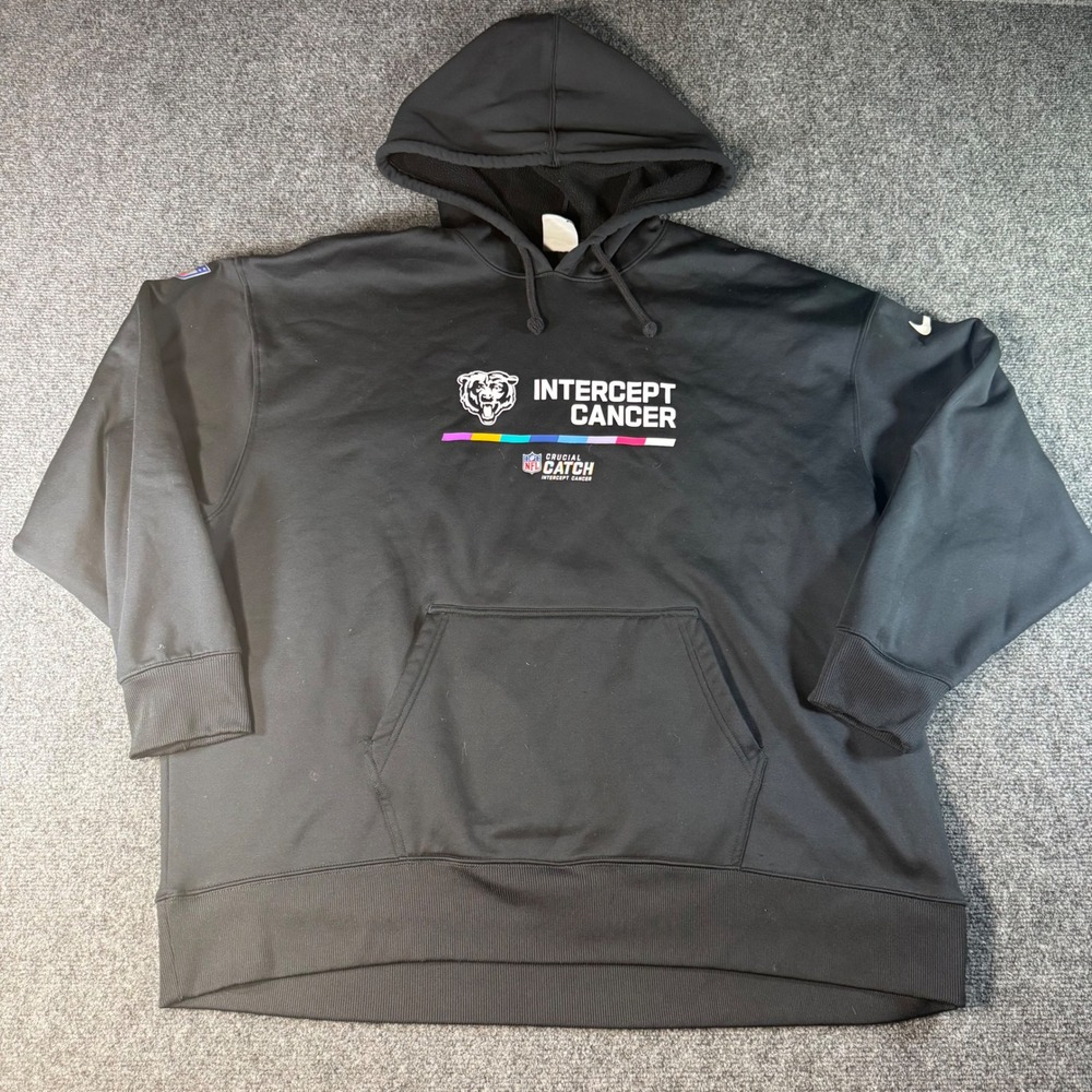 Nike Chicago Bears Intercept Cancer Crucial Catch Therma-FIT Hoodie Black XL